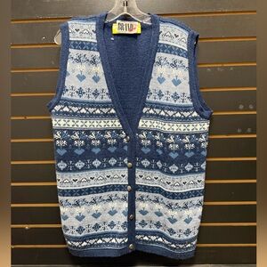 Vintage Brand New Blue Knit Sweater Vest | XL | Classic Pattern